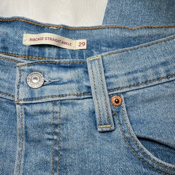 Levi's Ribcage Straight Ankle Hidden Button Fly Jeans 29 - Picture 7 of 16